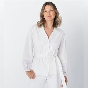 Guillaume Women’s Eyelet Blouse White Balloon Sleeves 3X